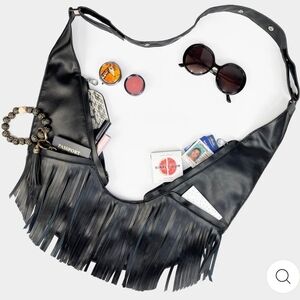 Black Fringe Women's Bag / Sash Bag